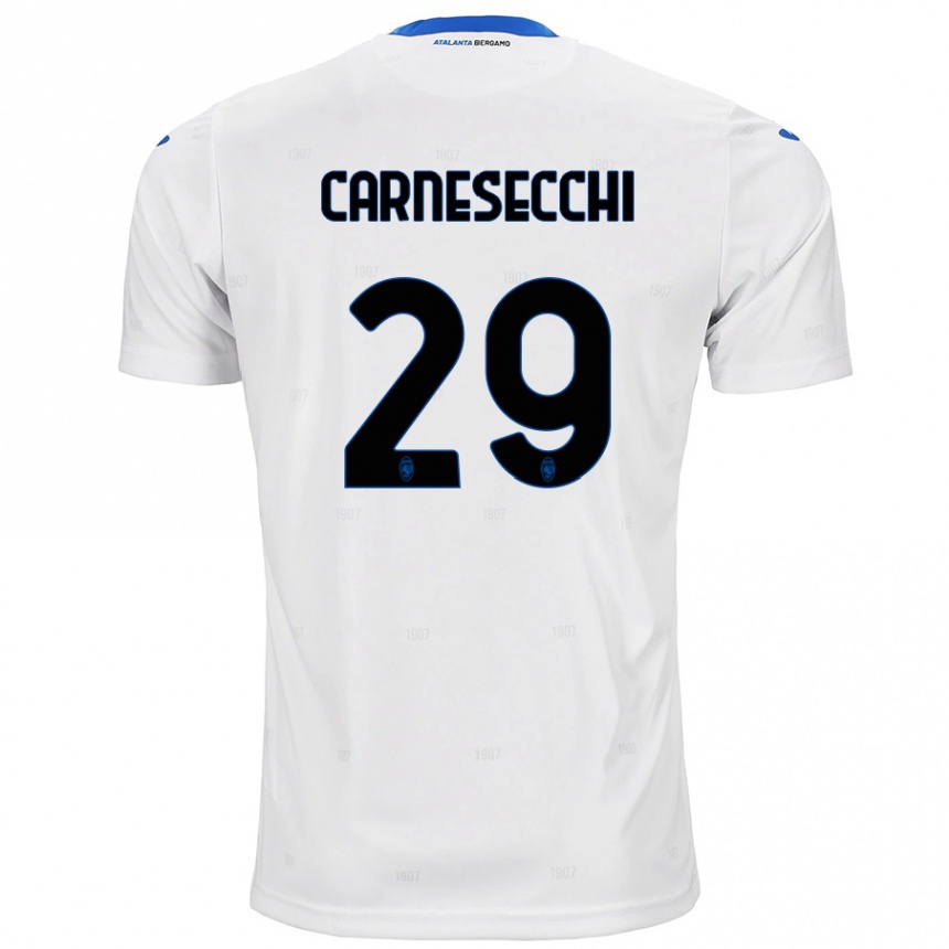 Kids Football Marco Carnesecchi #29 White Away Jersey 2024/25 T-Shirt Nz