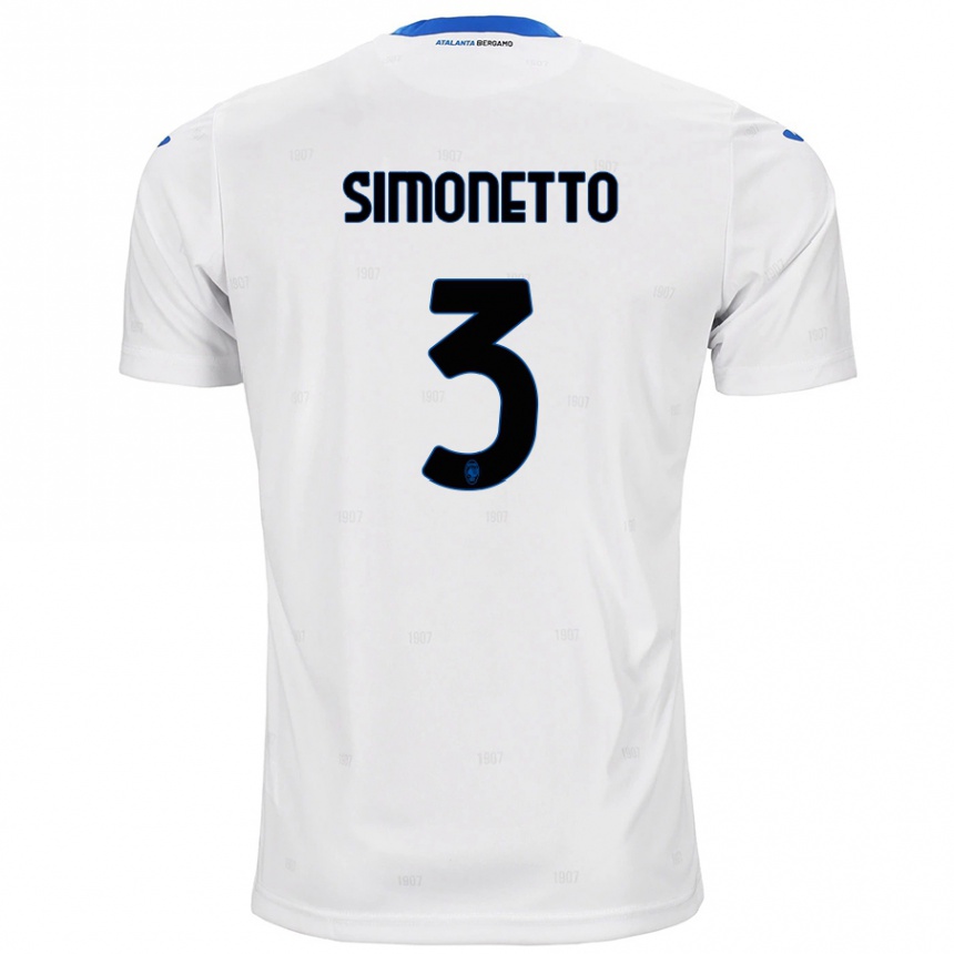 Kids Football Federico Simonetto #3 White Away Jersey 2024/25 T-Shirt Nz