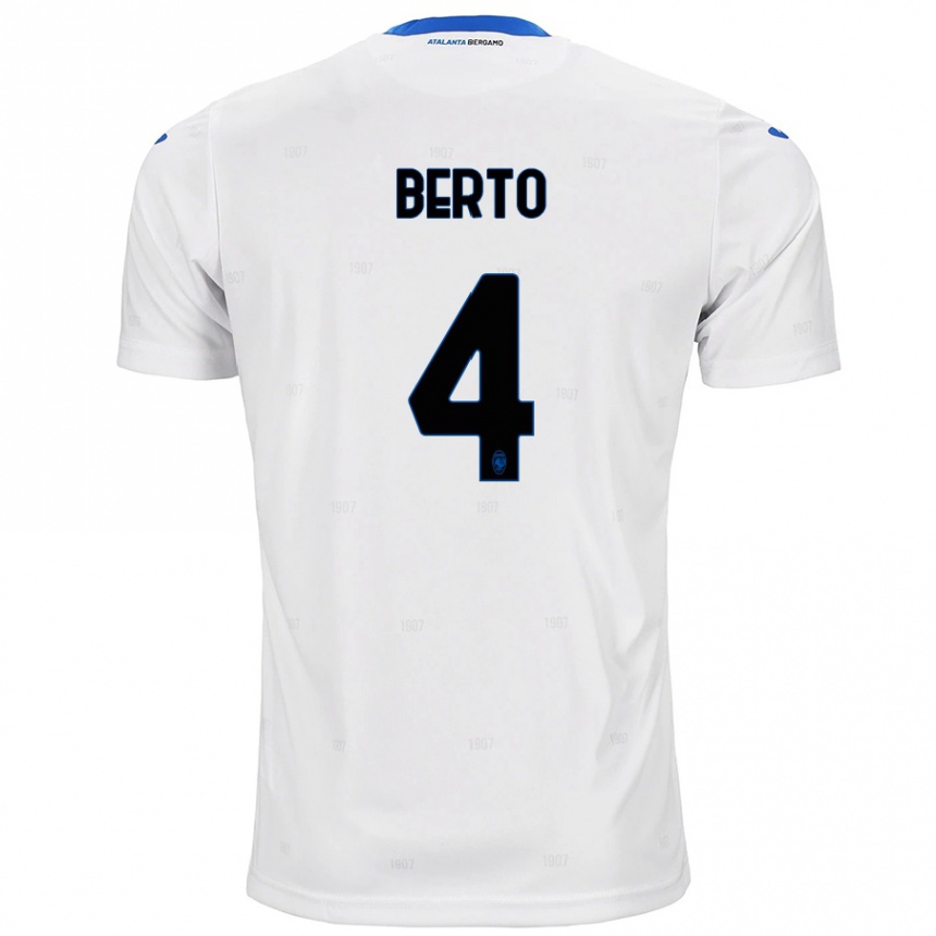 Kids Football Gabriele Berto #4 White Away Jersey 2024/25 T-Shirt Nz