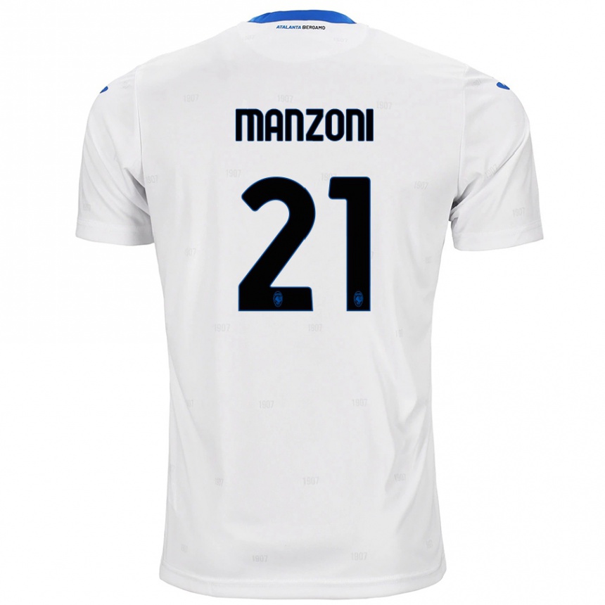 Kids Football Alberto Manzoni #21 White Away Jersey 2024/25 T-Shirt Nz