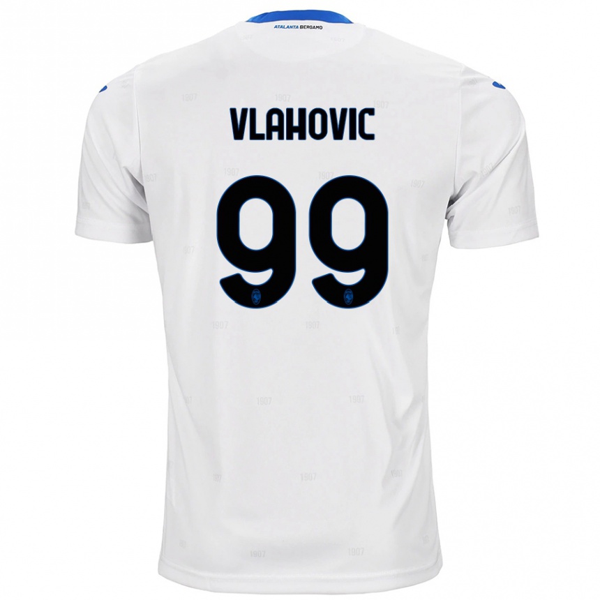 Kids Football Vanja Vlahovic #99 White Away Jersey 2024/25 T-Shirt Nz