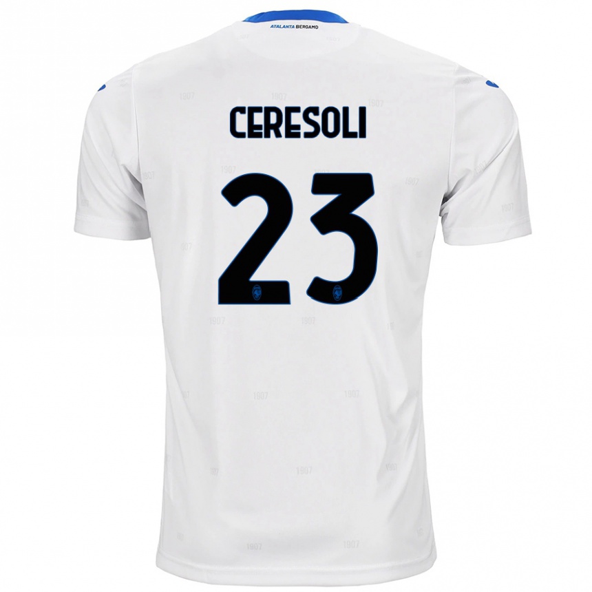 Kids Football Andrea Ceresoli #23 White Away Jersey 2024/25 T-Shirt Nz