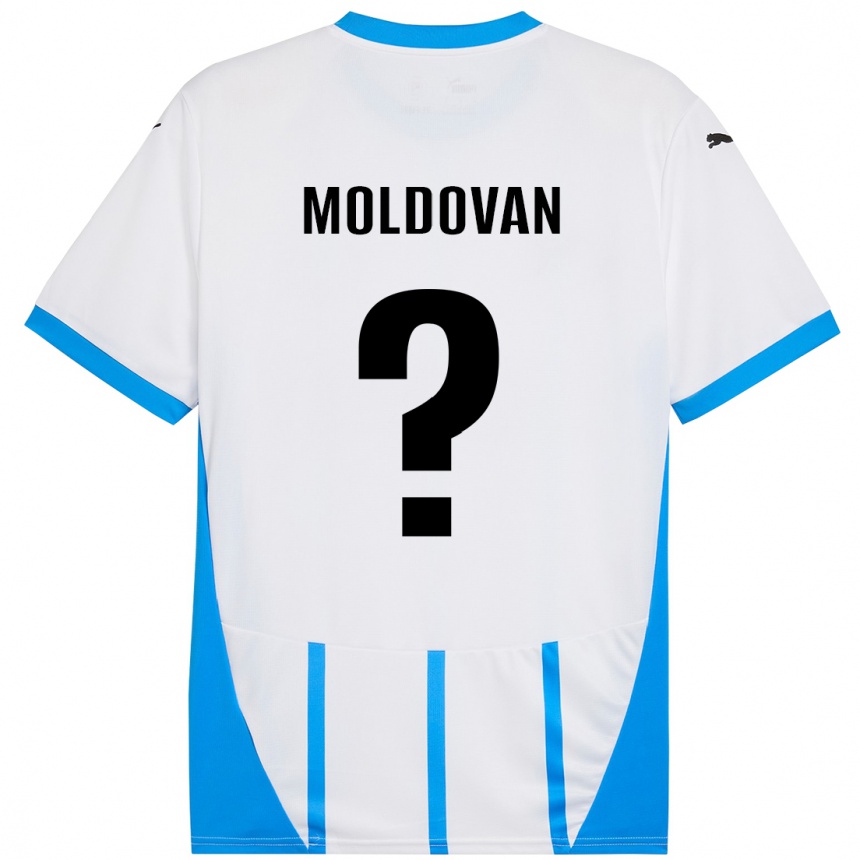 Kids Football Horațiu Moldovan #0 White Blue Away Jersey 2024/25 T-Shirt Nz