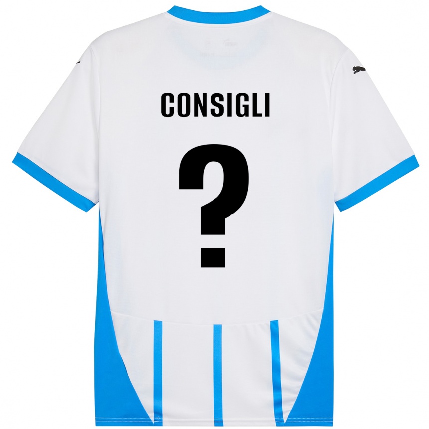 Kids Football Andrea Consigli #0 White Blue Away Jersey 2024/25 T-Shirt Nz