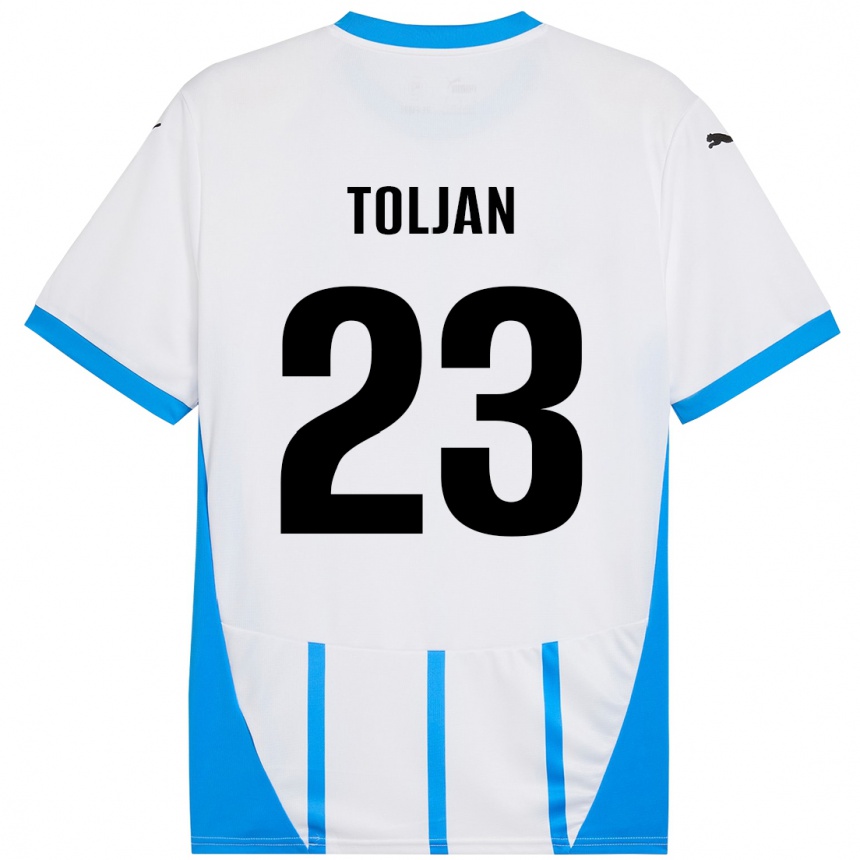 Kids Football Jeremy Toljan #23 White Blue Away Jersey 2024/25 T-Shirt Nz