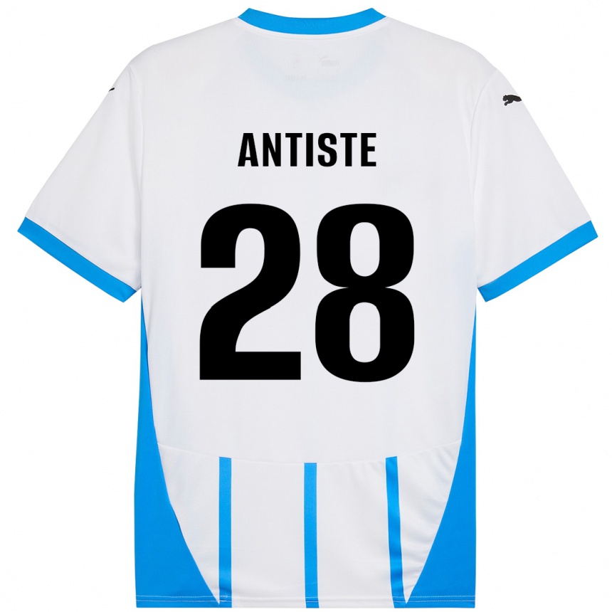 Kids Football Janis Antiste #28 White Blue Away Jersey 2024/25 T-Shirt Nz