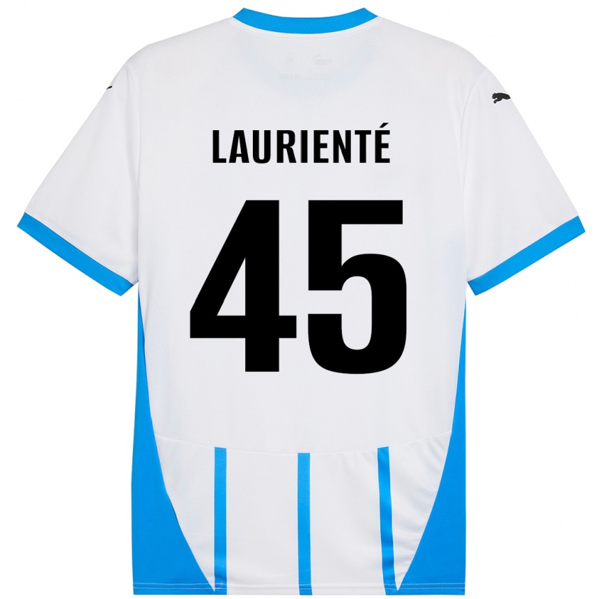 Kids Football Armand Laurienté #45 White Blue Away Jersey 2024/25 T-Shirt Nz