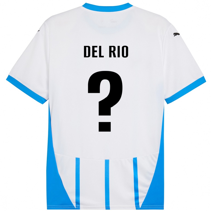 Kids Football Davide Del Rio #0 White Blue Away Jersey 2024/25 T-Shirt Nz