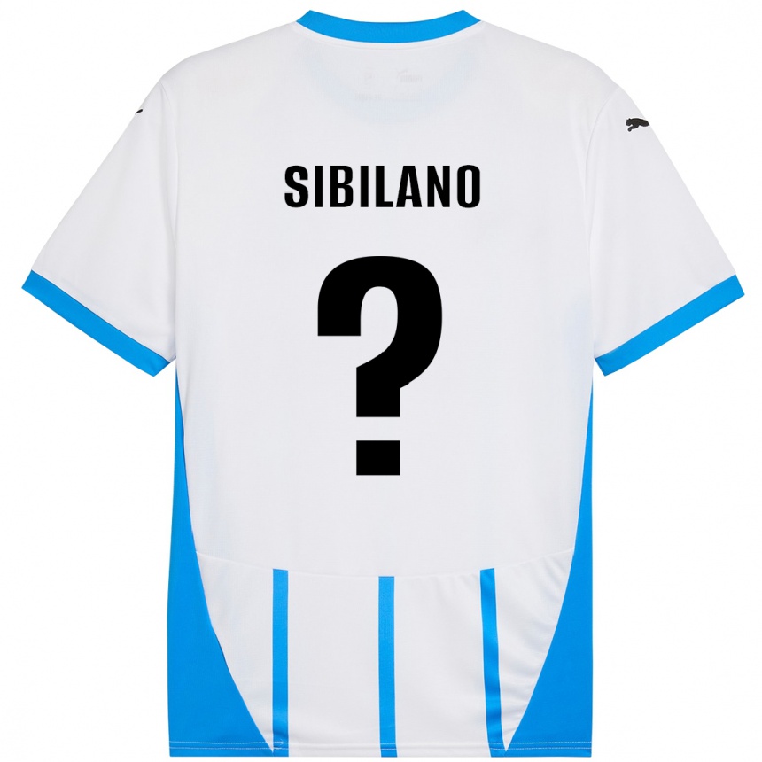 Kids Football Alessio Sibilano #0 White Blue Away Jersey 2024/25 T-Shirt Nz