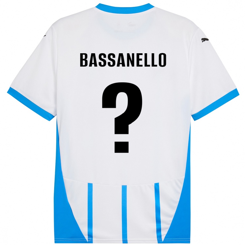 Kids Football Davide Bassanello #0 White Blue Away Jersey 2024/25 T-Shirt Nz