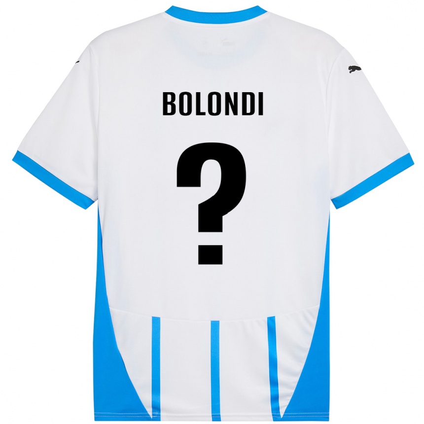 Kids Football Francesco Bolondi #0 White Blue Away Jersey 2024/25 T-Shirt Nz