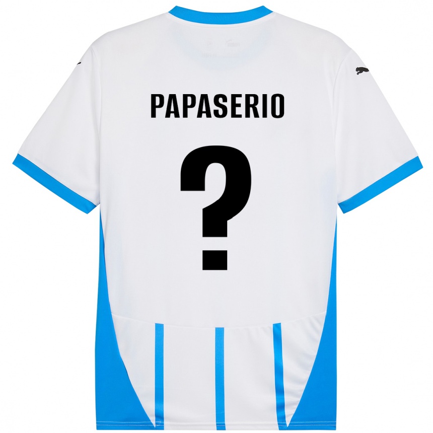 Kids Football Gabriele Papaserio #0 White Blue Away Jersey 2024/25 T-Shirt Nz