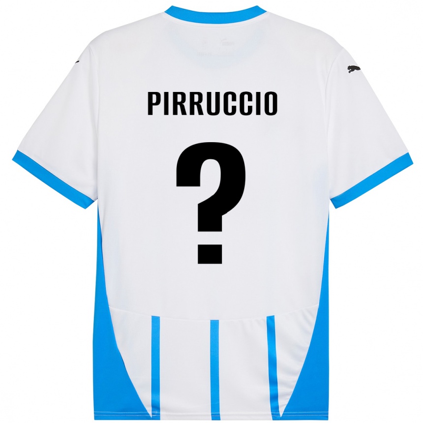 Kids Football Federico Pirruccio #0 White Blue Away Jersey 2024/25 T-Shirt Nz