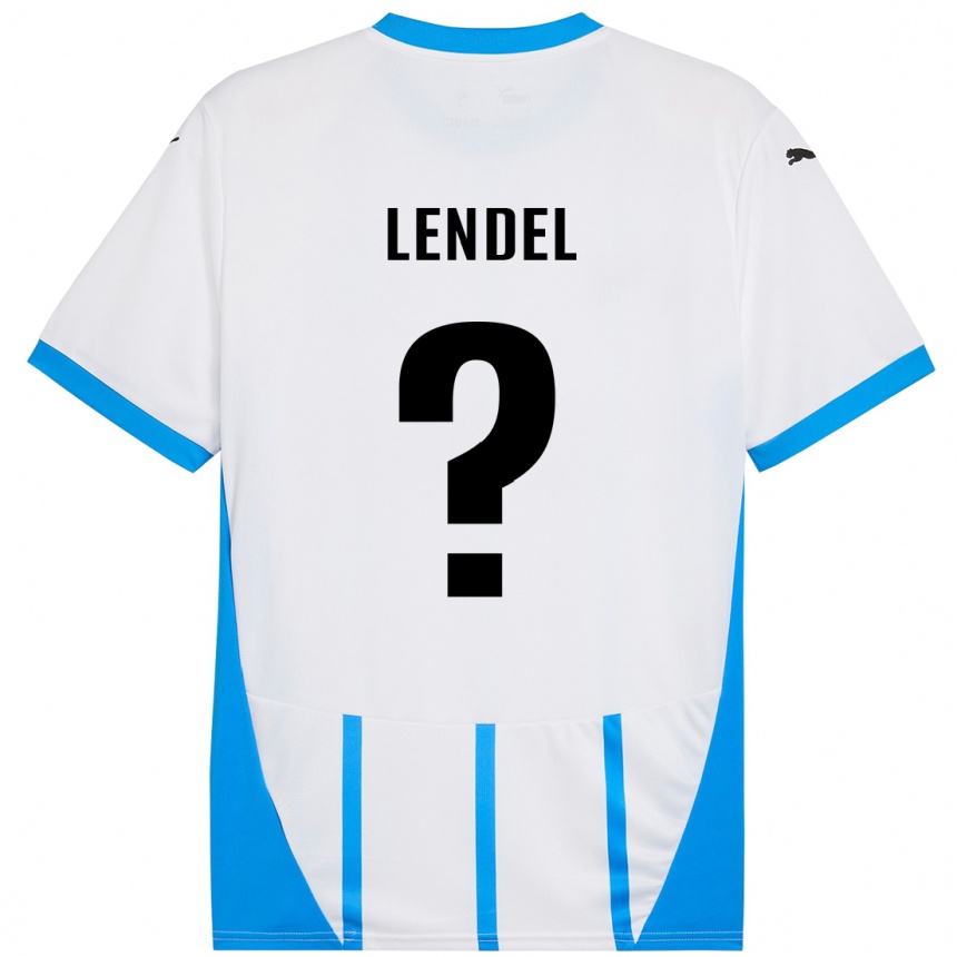 Kids Football Davide Lendel #0 White Blue Away Jersey 2024/25 T-Shirt Nz