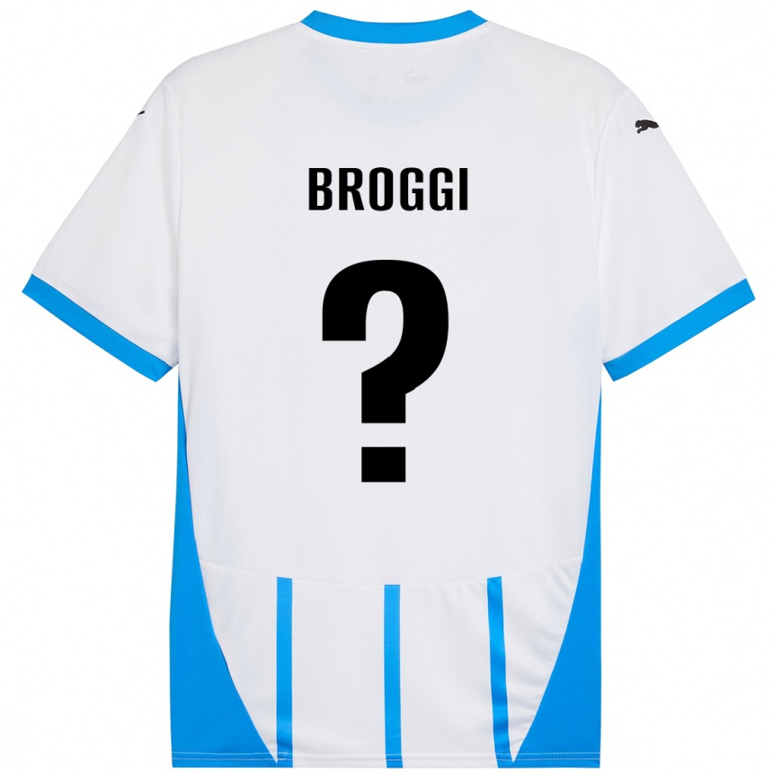 Kids Football Nicola Broggi #0 White Blue Away Jersey 2024/25 T-Shirt Nz