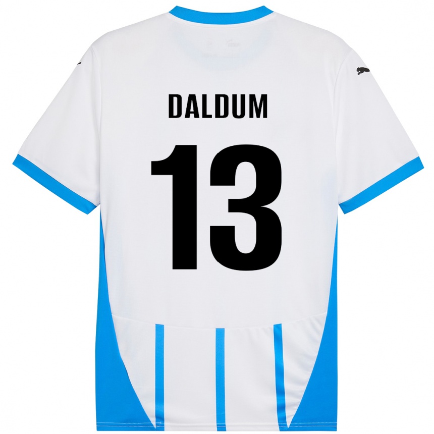 Kids Football Sonosi Daldum #13 White Blue Away Jersey 2024/25 T-Shirt Nz