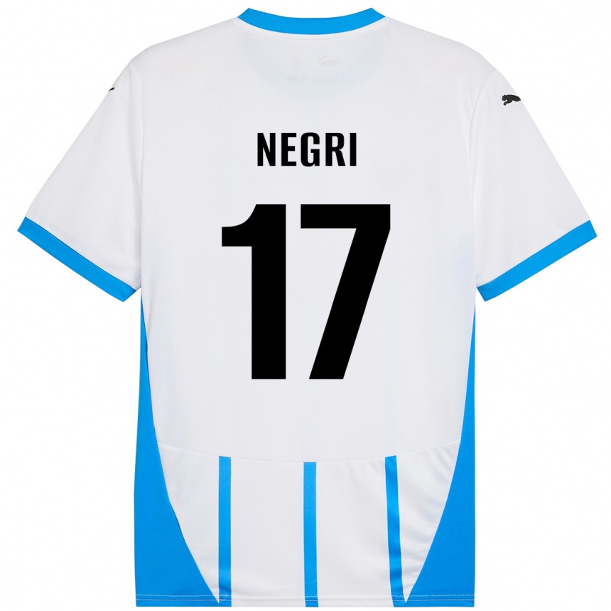 Kids Football Gabriele Negri #17 White Blue Away Jersey 2024/25 T-Shirt Nz