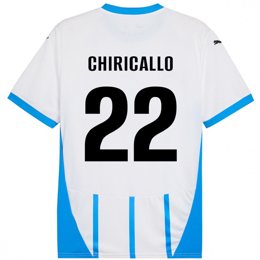 Kids Football Giovanni Chiricallo #22 White Blue Away Jersey 2024/25 T-Shirt Nz