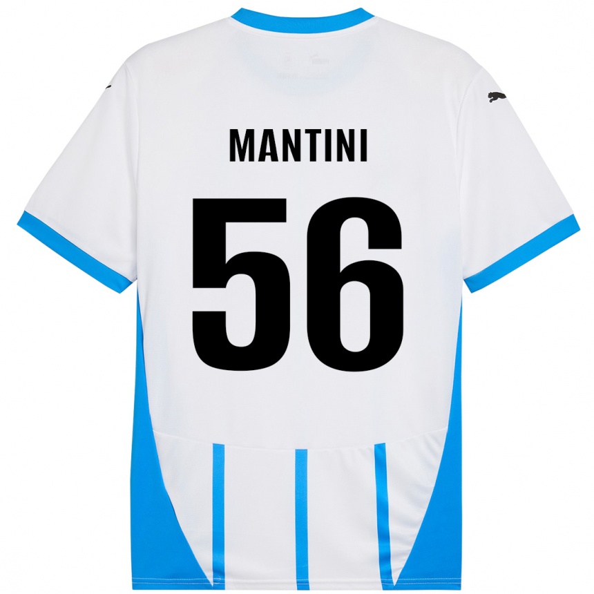 Kids Football Raffaele Mantini #56 White Blue Away Jersey 2024/25 T-Shirt Nz