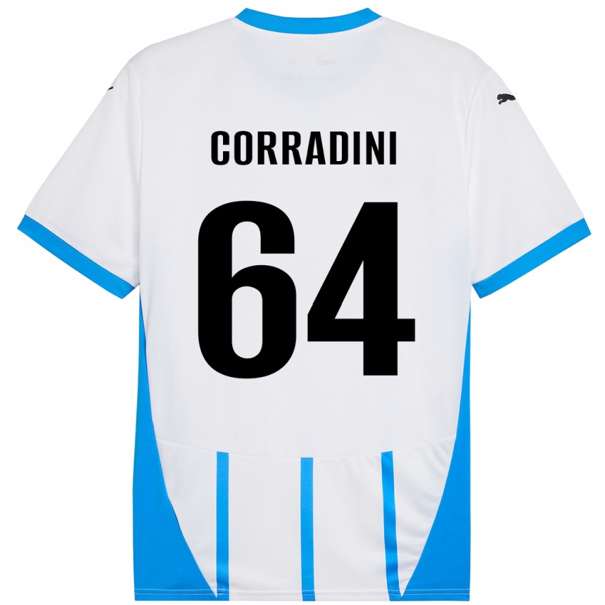 Kids Football Francesco Corradini #64 White Blue Away Jersey 2024/25 T-Shirt Nz