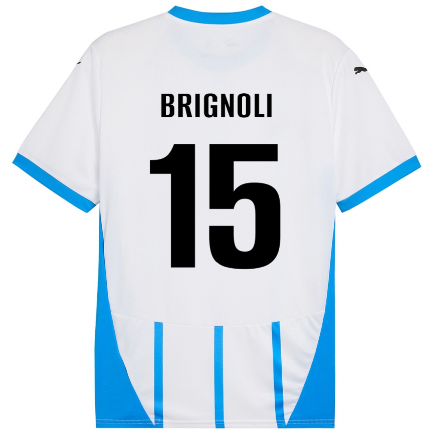 Kids Football Benedetta Brignoli #15 White Blue Away Jersey 2024/25 T-Shirt Nz