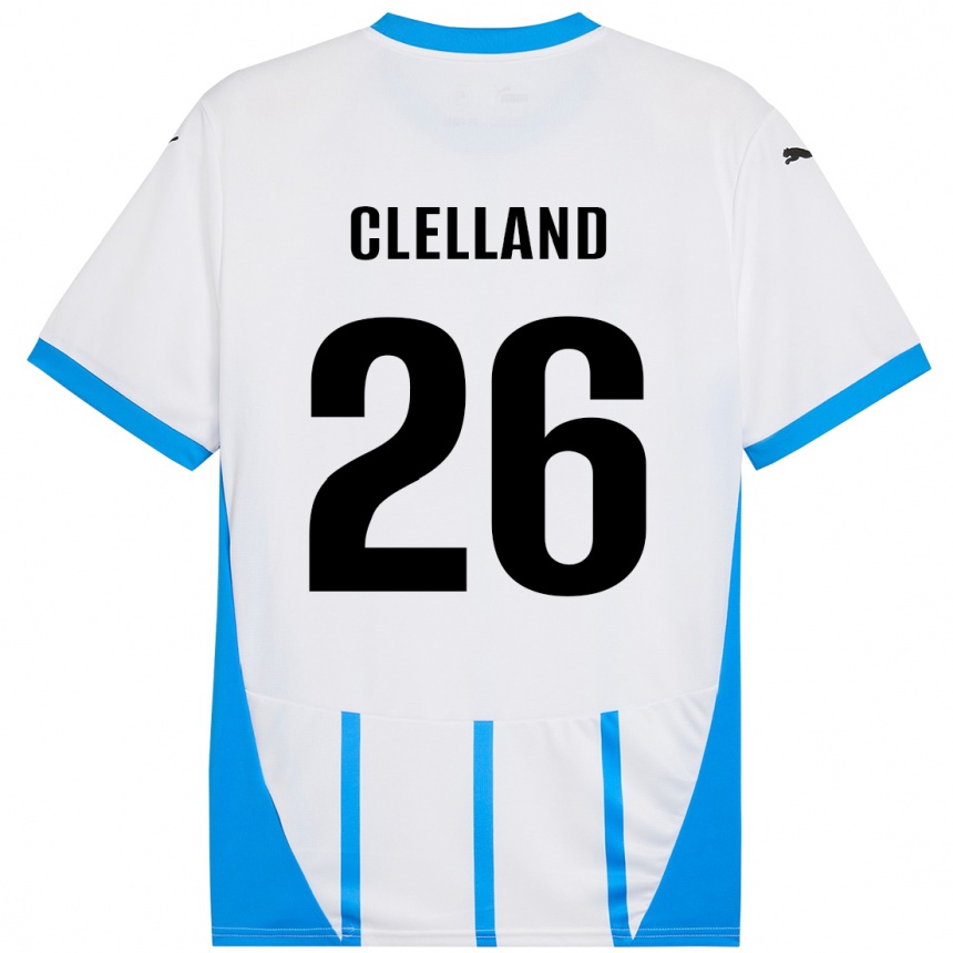 Kids Football Lana Clelland #26 White Blue Away Jersey 2024/25 T-Shirt Nz