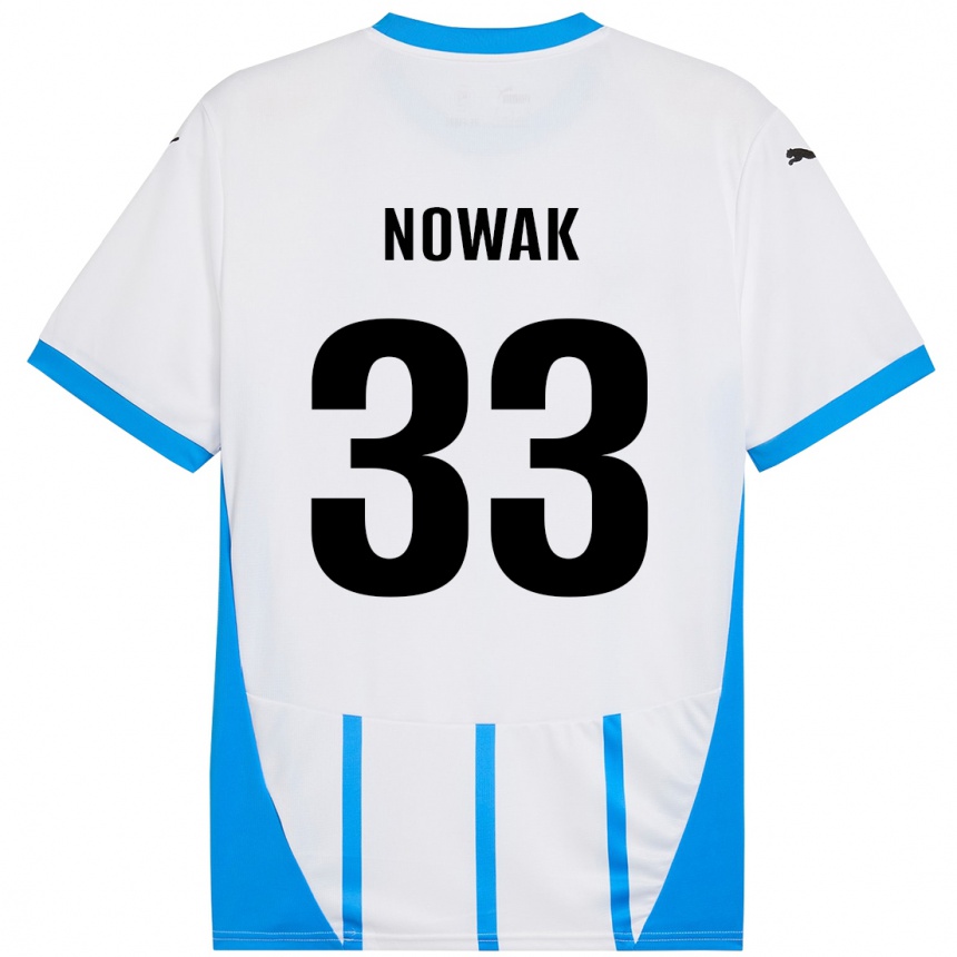 Kids Football Julie Nowak #33 White Blue Away Jersey 2024/25 T-Shirt Nz