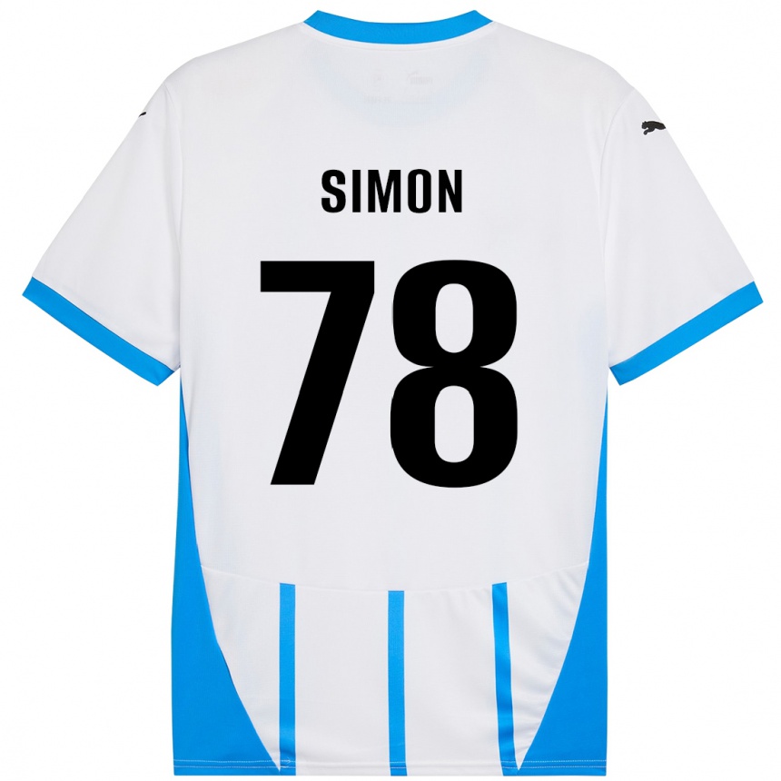 Kids Football Bénédicte Simon #78 White Blue Away Jersey 2024/25 T-Shirt Nz