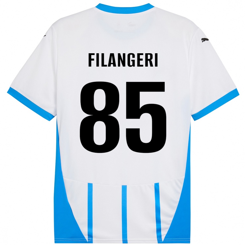 Kids Football Maria Luisa Filangeri #85 White Blue Away Jersey 2024/25 T-Shirt Nz