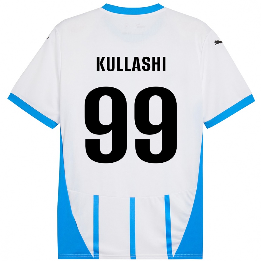 Kids Football Loreta Kullashi #99 White Blue Away Jersey 2024/25 T-Shirt Nz