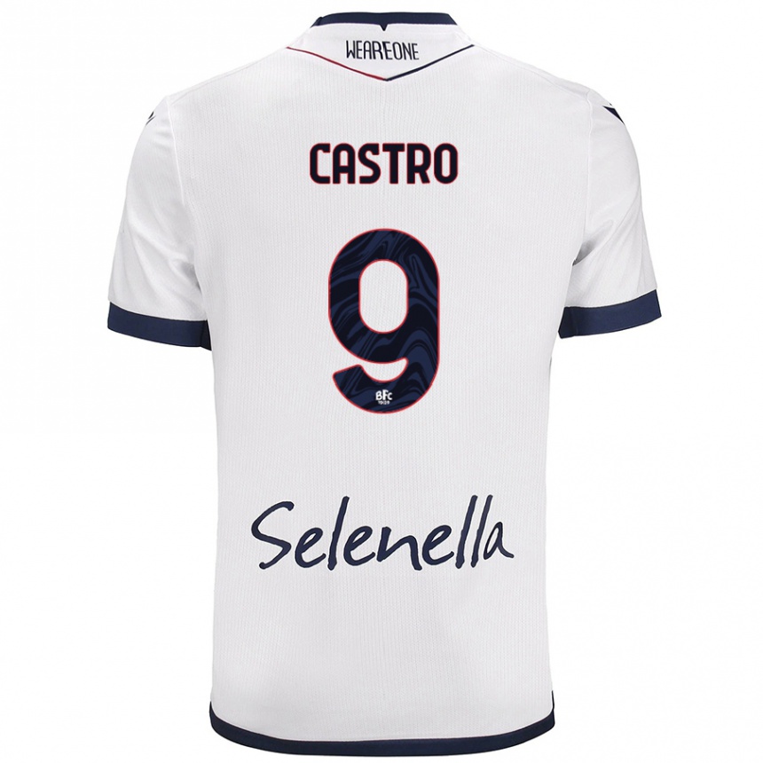 Kids Football Santiago Castro #9 White Royal Blue Away Jersey 2024/25 T-Shirt Nz