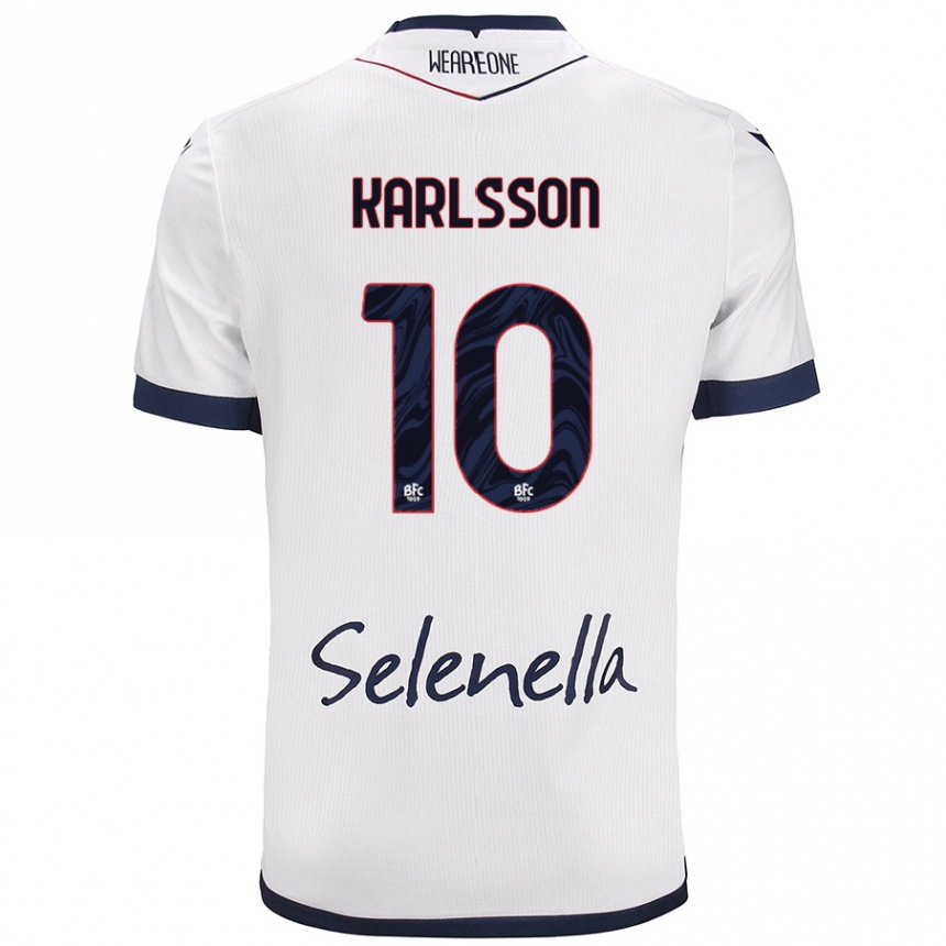 Kids Football Jesper Karlsson #10 White Royal Blue Away Jersey 2024/25 T-Shirt Nz