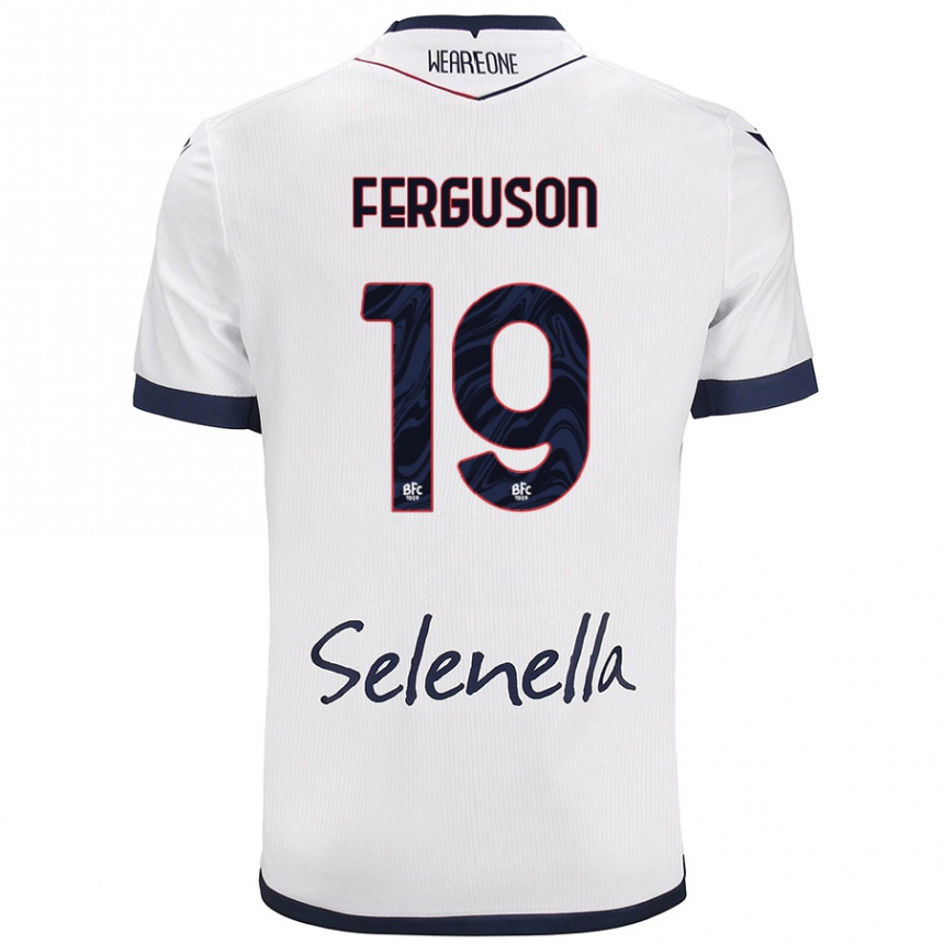 Kids Football Lewis Ferguson #19 White Royal Blue Away Jersey 2024/25 T-Shirt Nz