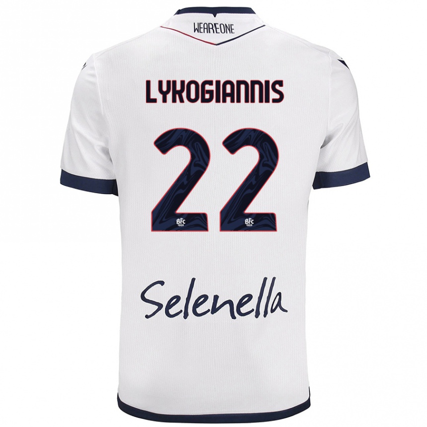 Kids Football Charalampos Lykogiannis #22 White Royal Blue Away Jersey 2024/25 T-Shirt Nz