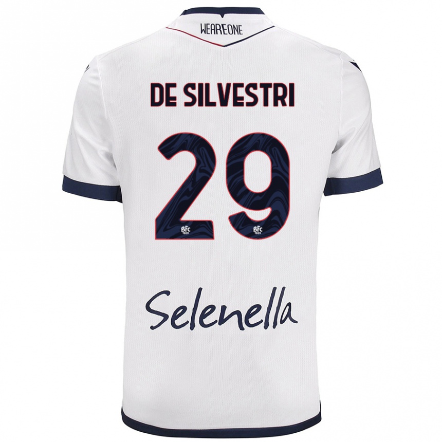 Kids Football Lorenzo De Silvestri #29 White Royal Blue Away Jersey 2024/25 T-Shirt Nz