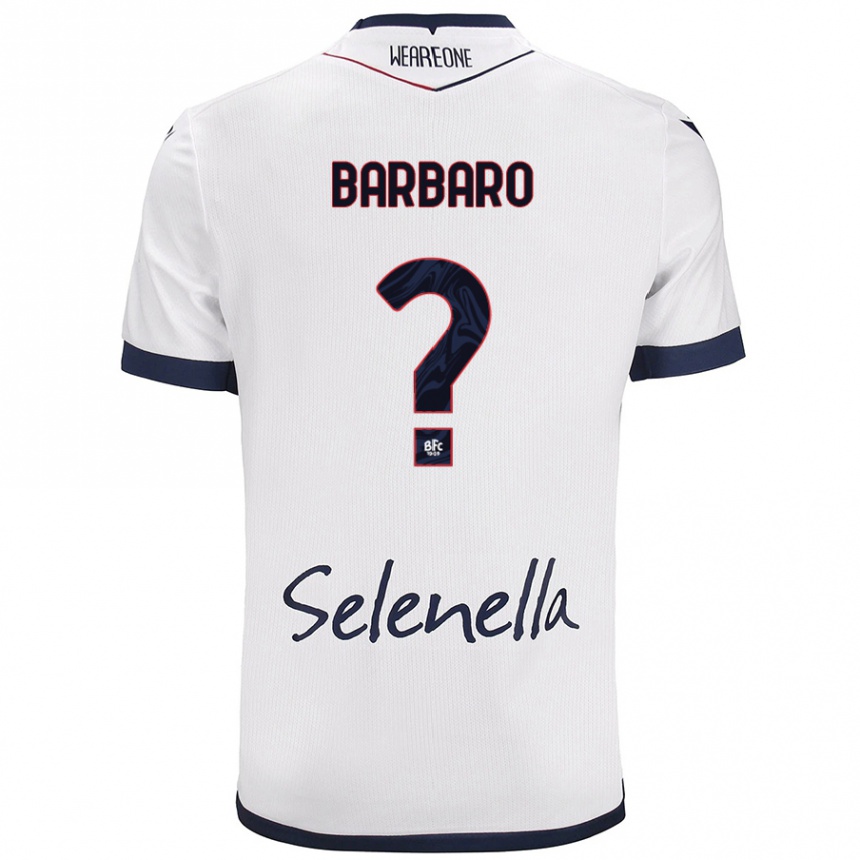 Kids Football Giacomo Barbaro #0 White Royal Blue Away Jersey 2024/25 T-Shirt Nz