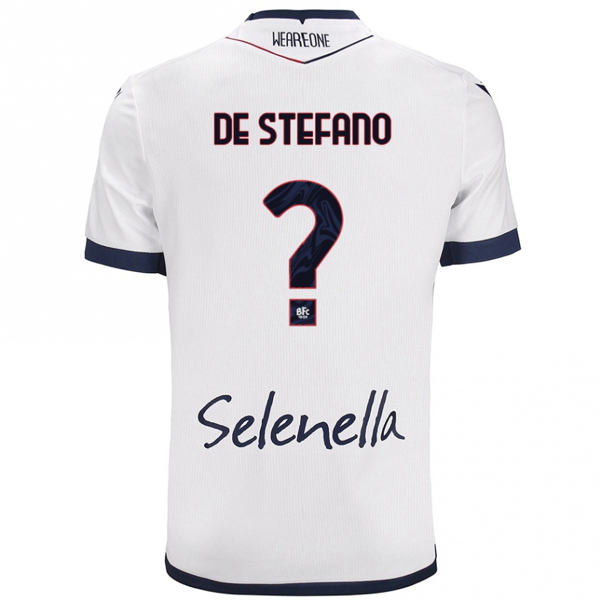 Kids Football Nicolò De Stefano #0 White Royal Blue Away Jersey 2024/25 T-Shirt Nz