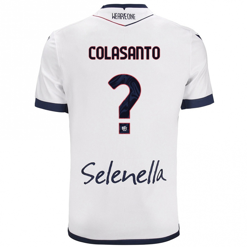 Kids Football Pietro Colasanto #0 White Royal Blue Away Jersey 2024/25 T-Shirt Nz