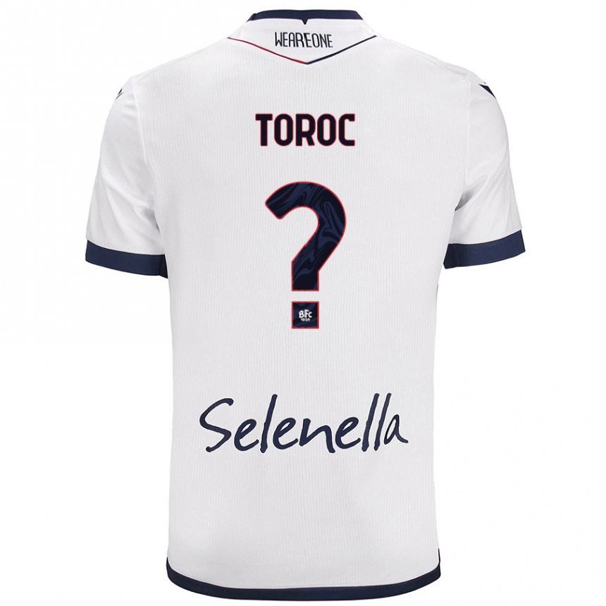 Kids Football Andrei Toroc #0 White Royal Blue Away Jersey 2024/25 T-Shirt Nz