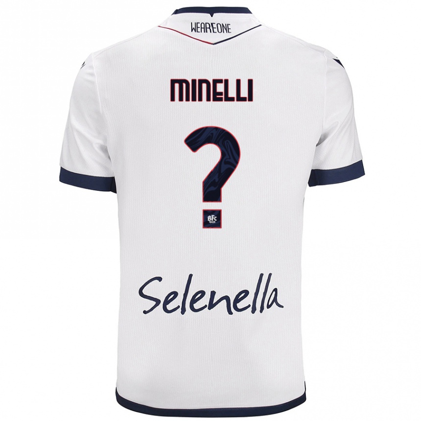 Kids Football Leo Minelli #0 White Royal Blue Away Jersey 2024/25 T-Shirt Nz