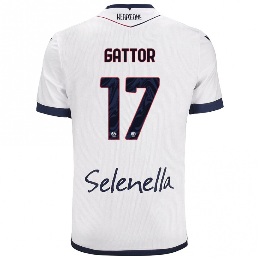 Kids Football Gianluca Gattor #17 White Royal Blue Away Jersey 2024/25 T-Shirt Nz