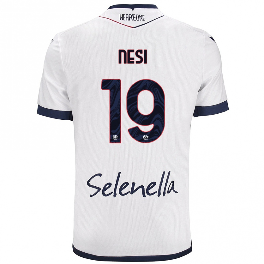 Kids Football Luca Nesi #19 White Royal Blue Away Jersey 2024/25 T-Shirt Nz