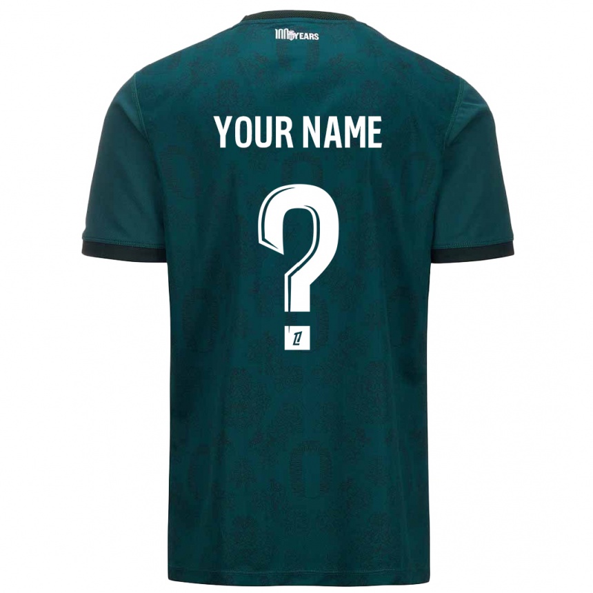 Kids Football Your Name #0 Dark Green Away Jersey 2024/25 T-Shirt Nz