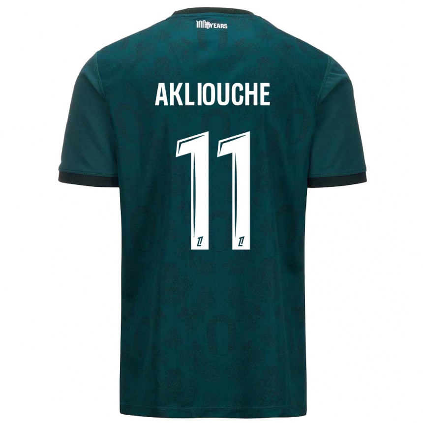 Kids Football Maghnes Akliouche #11 Dark Green Away Jersey 2024/25 T-Shirt Nz