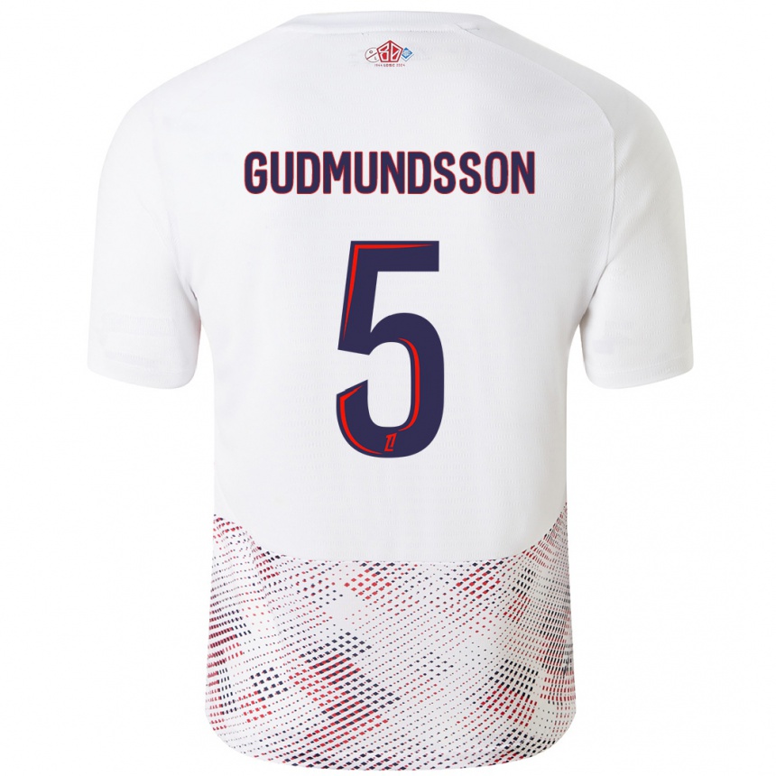 Kids Football Gabriel Gudmundsson #5 White Royal Blue Away Jersey 2024/25 T-Shirt Nz