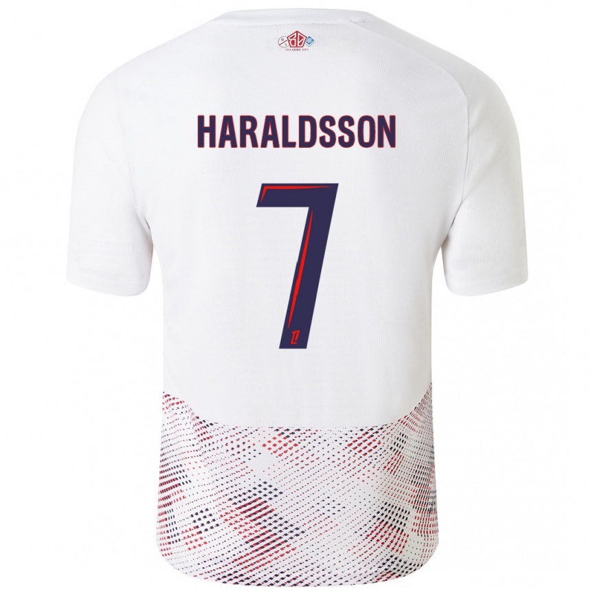 Kids Football Hákon Arnar Haraldsson #7 White Royal Blue Away Jersey 2024/25 T-Shirt Nz