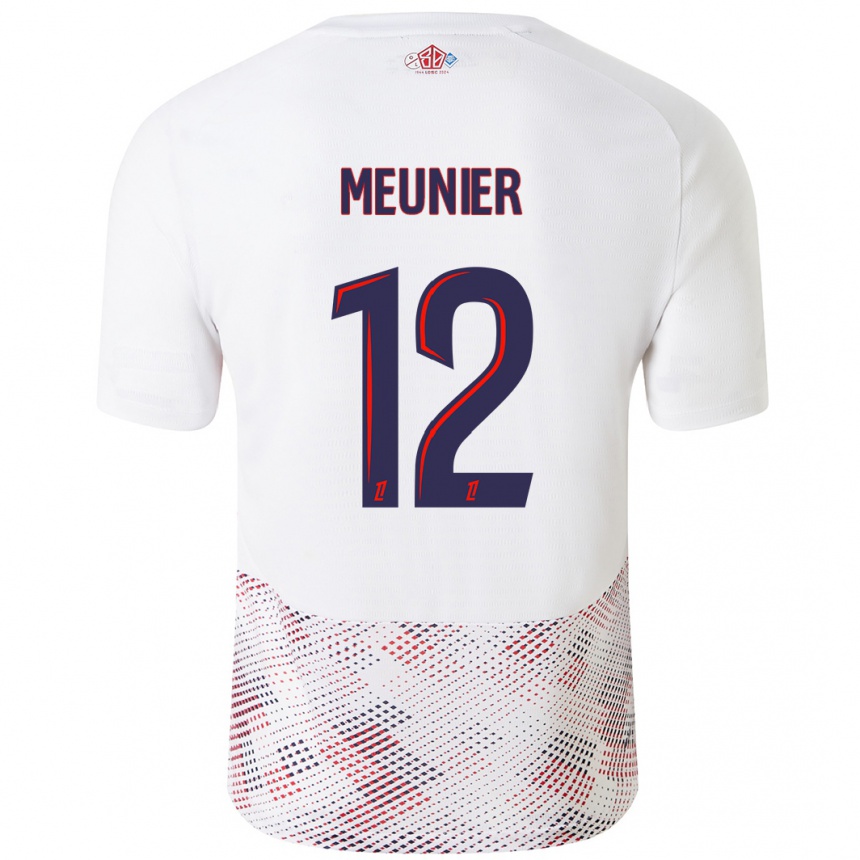 Kids Football Thomas Meunier #12 White Royal Blue Away Jersey 2024/25 T-Shirt Nz