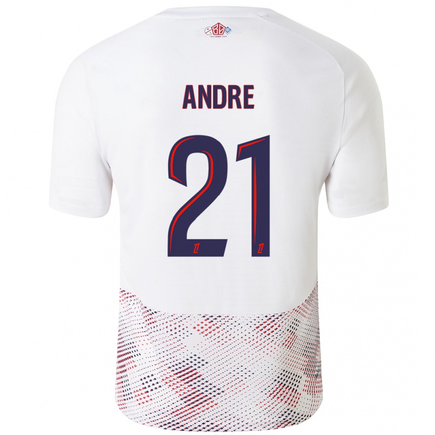 Kids Football Benjamin André #21 White Royal Blue Away Jersey 2024/25 T-Shirt Nz