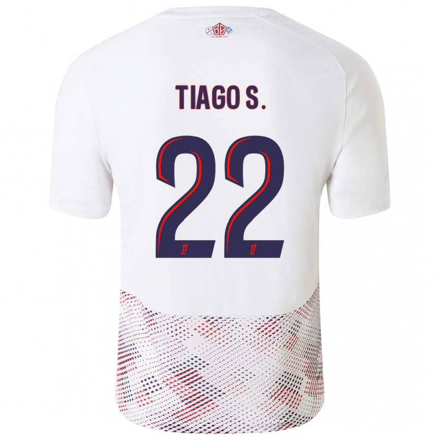 Kids Football Tiago Santos #22 White Royal Blue Away Jersey 2024/25 T-Shirt Nz