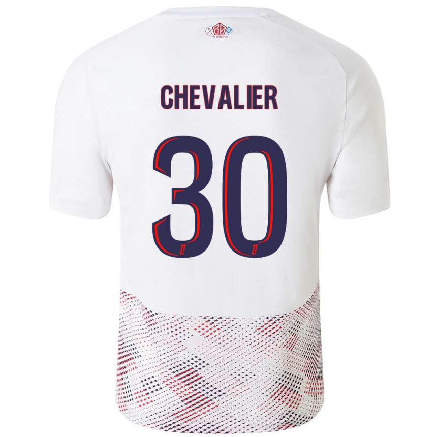 Kids Football Lucas Chevalier #30 White Royal Blue Away Jersey 2024/25 T-Shirt Nz